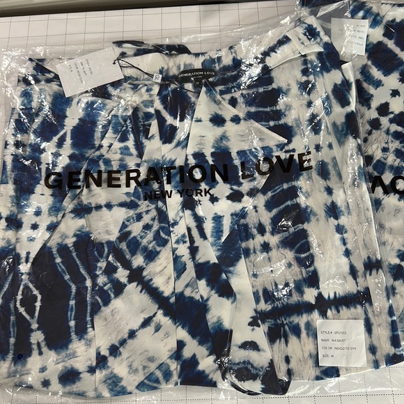 🆕Generation Love Nia Indigo Silk Spandex Tie Dye Faux Wrap Skirt Med Available - Picture 9 of 12